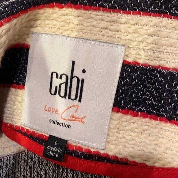 CAbi 5049 Jacket Womens 6 Cruise Nautical Striped Button Tweed Costal Preppy - Picture 8 of 9